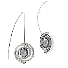 Inspiro Medium Spiral Earrings with Gray Pearl by Martha Seely (Gold or Silver & Pearl Earrings)