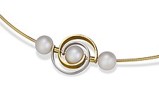 Single Spiral Necklace by Martha Seely (Gold, Silver & Pearl Necklace)