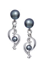 Transition Dangle Post Earrings by Martha Seely (Silver & Pearl Earrings)