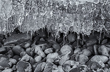 Icicles - North Shore of Lake Superior by J.L. Rodman (Black & White Photograph)