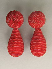Color Drop Earrings in Red by Julie Long Gallegos (Beaded Earrings)
