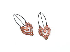 Stick and Stone Heart Earrings by Joanna Nealey (Enameled Earrings)