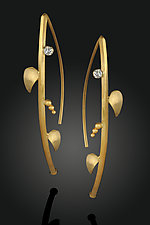 Vine Earrings with Diamond by Rosario Garcia (Gold & Stone Earrings)