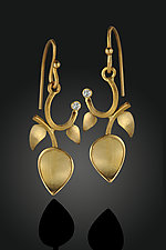 Gold Twig and Diamond Earrings by Rosario Garcia (Gold & Stone Earrings)
