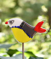 Carmen and Lovey Garden Birds by Terry Gomien (Art Glass Sculpture)