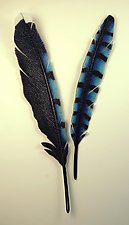 Bluejay Feather Set by Michael Dupille (Art Glass Wall Sculpture)