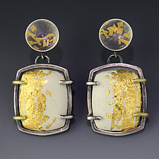 Ivory Gold Enamel Earring by Jennifer Park (Enameled Earrings)