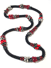 Red & Black Mix Necklace by Sher Berman (Beaded Necklace)