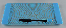 Small ColorCentric Blue Serving Plank by Terry Gomien (Art Glass Tray)