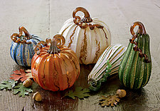 Crackle Pumpkins by Leonoff Art Glass (Art Glass Sculpture)