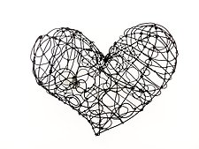 Wire Heart, Wide by Barbara Gilhooly (Metal Wall Sculpture)