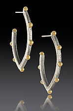 Elliptical Earrings with Gold Balls by Lisa D'Agostino (Gold & Silver Earrings)