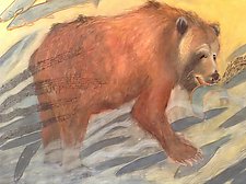 Bear and Salmon by Diana Arcadipone (Watercolor Painting)
