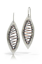 Sewn Leaves Earrings by Susie Aoki (Silver & Copper Earrings)