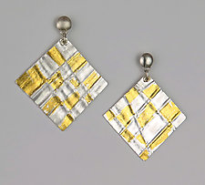 Silver Checkerboard Earrings by Marcia Meyers (Gold & Silver Earrings)