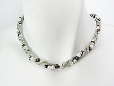 Mesh & Pearl Twist Necklace by Erica Zap (Metal & Pearl Necklace)