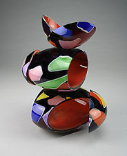 Remnant Vessel in Red and Black by Justin Hunting (Art Glass Sculpture)