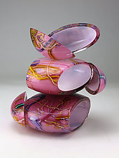 Remnant Vessel in Pink and White by Justin Hunting (Art Glass Sculpture)