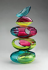 Large Remnant Vessel in Primary Tropics by Justin Hunting (Art Glass Sculpture)