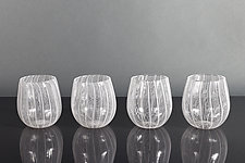 Moiré Laceware Wine Glasses by Tyler Kimball (Art Glass Drinkware)