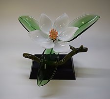 White Magnolia by Hung Nguyen (Art Glass Sculpture)