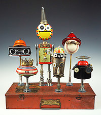 The Six Faces of Steve Series by Amy Flynn (Mixed-Media Sculpture)