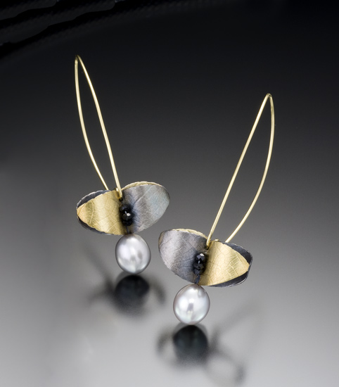 Butterfly Leaf Earrings by Christine Mackellar (Bimetal, Pearl & Stone ...