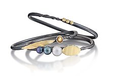 Black Pearl Bracelet Set by Christine Mackellar (Gold, Silver & Pearl Bracelet)