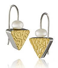 Golden Triangle Earrings by Idelle Hammond-Sass (Gold, Silver & Pearl Earrings)