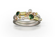 Green Twig Rings by Christine Mackellar (Gold, Silver & Stone Ring)