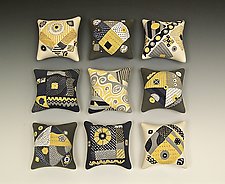 Nine Mouse Pillows by Darlene Davis (Ceramic Wall Sculpture)