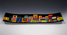 Large Retro Carnival Platter or Tray by Helen Rudy (Art Glass Platter)