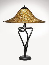Bronze Stone Round Spiral Lamp by Joel and Candace Bless (Art Glass Table Lamp)