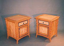 Carved Cherry Side Cabinet by John Wesley Williams (Wood Cabinet)