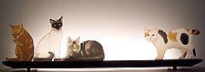 Mere Cats by Bernie Huebner and Lucie Boucher (Art Glass Sculpture)