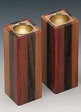 3-Stripe Candle Holders by Martha Collins (Wood Candleholder)