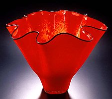 Shell Bowl Form (Mottled Firecracker Red) by Jonathan Winfisky (Art Glass Vessel)