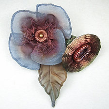 Poppy and Bud Pin by Sarah Cavender (Metal Brooch)