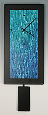 Teal Ocean Blend Pendulum Clock by Linda Lamore (Painted Metal Clock)