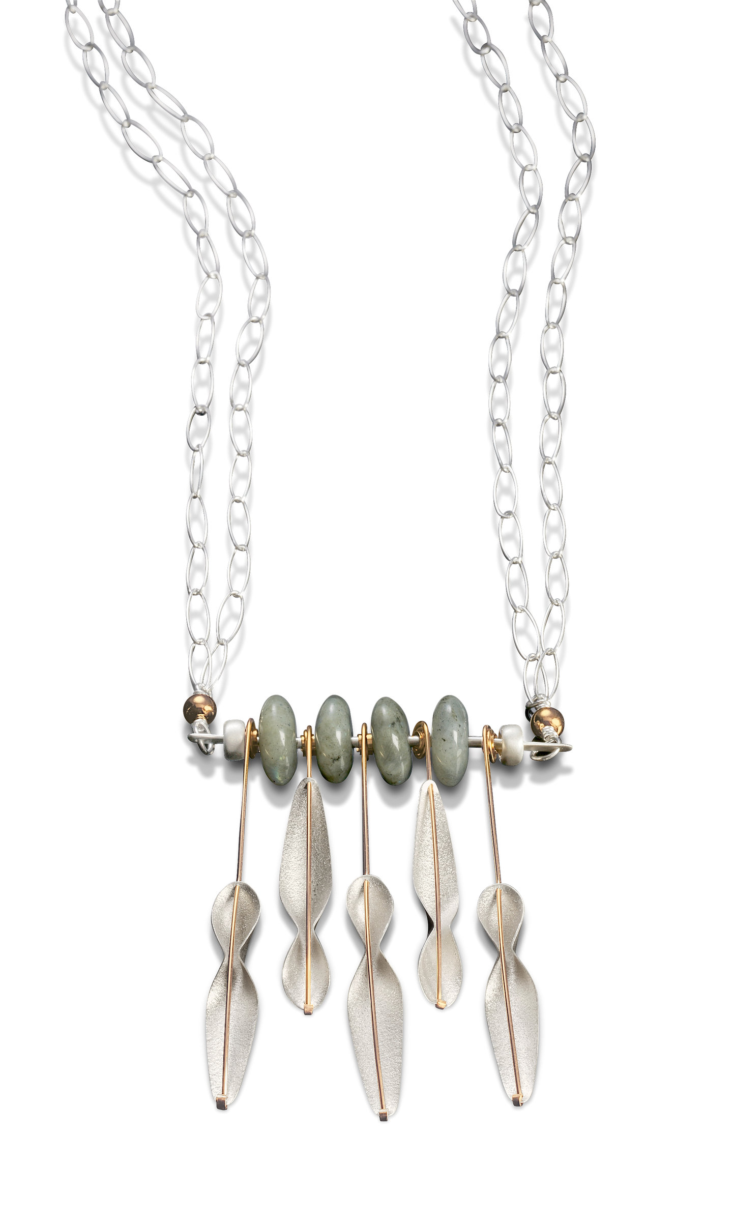 High Wire Pods Necklace by Carolyn Zakarija (Gold, Silver & Stone ...