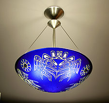 Kwakiutl Thunderbird Pendant Lamp by George Scott (Art Glass Pendant Lamp)