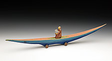 Journey Boat: Figure with Infant by Dona Dalton (Wood Sculpture)