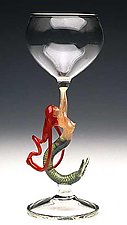 Mermaid Ascending (Redhead Goblet) by Milon Townsend (Art Glass Drinkware)
