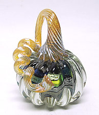Small Clear Dichroic Glass Pumpkin by Ken Hanson and Ingrid Hanson (Art Glass Sculpture)