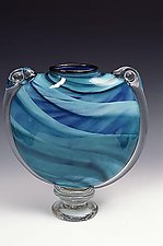Blue-Green M&M Vase by Mark Rosenbaum (Art Glass Vase)