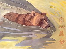 Swimming Bear by Diana Arcadipone (Watercolor Painting)
