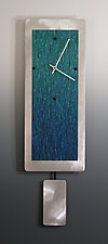 Teal Ocean Blend on Aluminum with Pendulum by Linda Lamore (Painted Metal Clock)