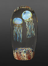 Moon Jellyfish Double by Richard Satava (Art Glass Sculpture)