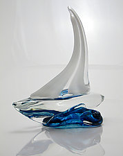 Sailboat Baby White by Anchor Bend Glassworks (Art Glass Sculpture)