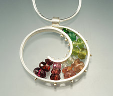Spiral Necklace in Watermelon by Ashka Dymel (Silver & Stone Necklace)